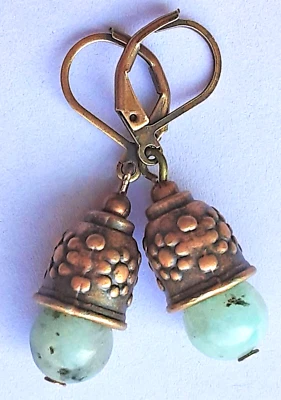 LINTERNA KIWI JASPE Forma Pendiente Gota COBRE PALANCA Artesano XGE Foto 1 de 4