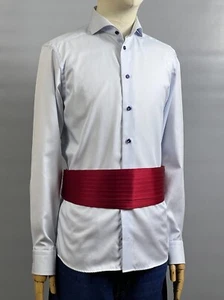 BRIONI Burgundy Red Cummerbund 100% Pure Silk Elastic Waist Eight-Pleat Classic - Picture 1 of 8