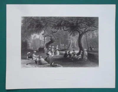 Casa del jeque de Siria en Al-Zabadani Oriente Medio - 1838 impresión antigua de Bartlett Foto 1 de 2