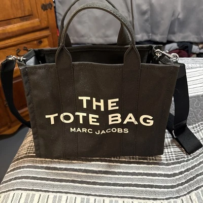 Marc Jacobs The Tote Bag Large Black Canvas Zip Top Handle Purse Handbag w/strap - Bild 1 von 4