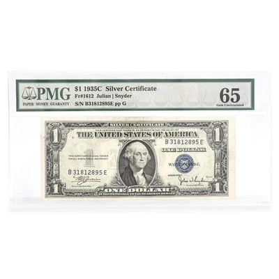 PMG $1 1935C Silver Certificate Fr#1612 Julian Snyder 65 Gem Uncirculated - Image 1 of 2