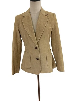 Vtg 70s JCPenney Women’s Corduroy Blazer Tan Brown Sz 12 Wide Wale Western Rodeo - Image 1 of 4