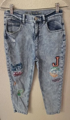 Justice X Stranger Things Girls Denim Mini Mom Jeans (Size:18) 26"W 23"L Crop - Image 1 of 4