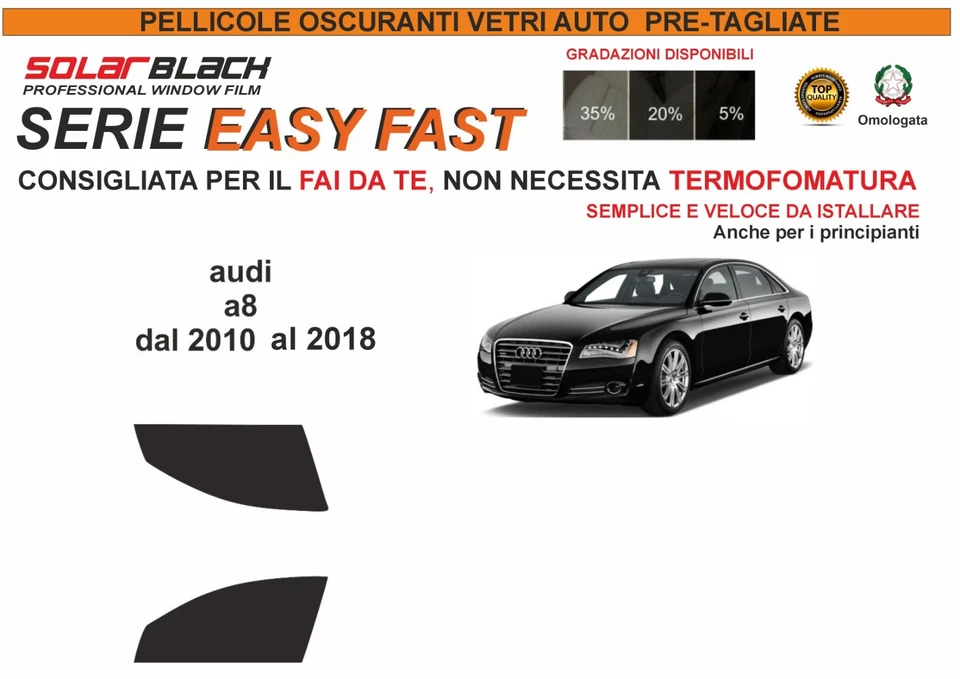 pellicole oscuranti vetri pre-tagliata audi a8 berlina dal 10-18 ant E F - Imagen 1 de 1