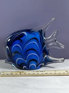 Mundgeblasener Glas Engel Fisch klar mit mehreren Farben Murano Stil Vintage - Bild 1 von 4