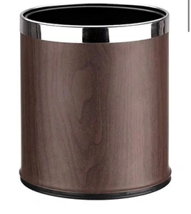 Decorative Metal Trash Can, Small Office Wastebasket, Invisi-Overlap' Open Top - Picture 1 of 17