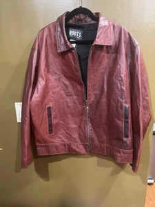 Roots Made in Canada Leather Jacket Men's Size XXL. Dark Red - Picture 1 of 11