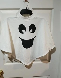Poncho Ghost para mujer blanco con ojos y boca negros talla XS/PEQUEÑO - Imagen 1 de 10