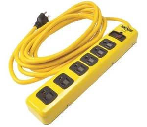 Surge Protector Power Strip, 125 V, 15 A, 6 -Outlet, 1050 J Energy, Black/Yellow - Picture 1 of 1