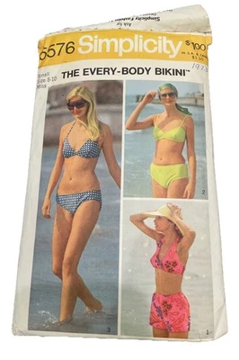 SIMPLICITY #5576 LADIES (3 STYLE) RETRO BIKINI-SWIMSUIT PATTERN Small 8-10 Miss - Image 1 of 4