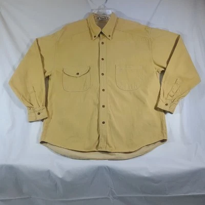 Basix Fenn Wright Manson Shirt Mens Large Button Up Workwear Pockets Yellow - Image 1 of 4