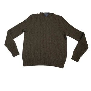 Polo Ralph Lauren Cable-Knit Cashmere Sweater olive green sz L pullover - Picture 1 of 12