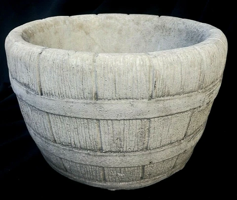 Lovely New Modern Concrete 31cm Barrel Style Garden Stone Planter Pot Cover