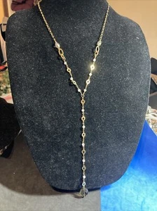 rachel roy gold tone crystal lariat Y necklace b112 - Picture 1 of 7
