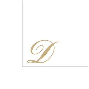 Tovaglioli con iniziale Lettera D dorata 25x25 cm in carta 2 veli - Foto 1 di 1