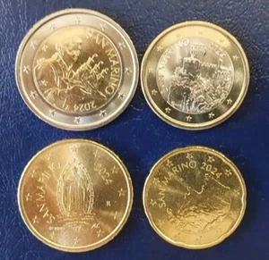 SAN MARINO 2024 - Monete da 1 e 2 € 50 e 20 cent. FDC da rotolino nuova effige - Imagen 1 de 2