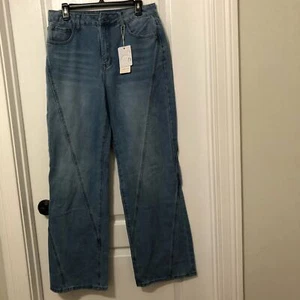 Jeans donna Commense taglia large blu denim vintage lavaggio gamba dritta nuovo con etichetta - Foto 1 di 9