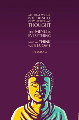 Buddha Inspirational Quote Poster/Wall Art: The Mind Is Everything 12" x 18" - Image 1 of 2