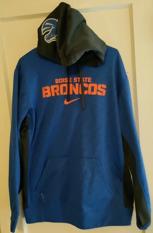 Vtg Boise State University Nike Center Swoosh Hoodie Sweatshirt Broncos Sz Large Cover