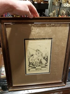 REAL MUSGRAVE “NYMPH AND..” SIGNED ARTIST 1977 FRAMED 24/150 UNICORN FANTASY 9x7 - Picture 1 of 4