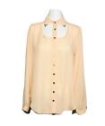 Sexy Cut Out Blouse Front Peach Collar Accents Western Small New