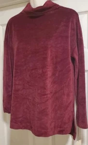 Women's Mock Turtleneck Velour Rib Tunic Sweatshirt - A New Day Burgundy S - Picture 1 of 14