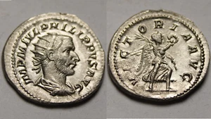 Genuine ancient Roman coin ANTONINIANUS Emperor Philip I Arab; AD 244 VICTORY - Picture 1 of 8