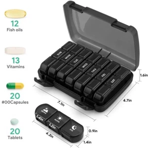 7 Day Weekly Pill Box Organiser Medicine Tablet Storage Dispenser Case Box AM PM - Picture 1 of 28