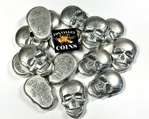 💀 Monarch 3D Poured 2oz .999 Fine Silver SKULL 💀 BUY MORE SAVE MORE!! - Picture 1 of 3