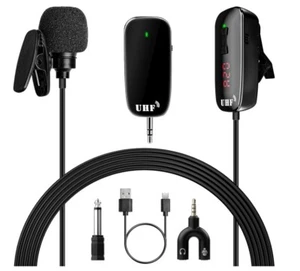 UHF Lavalier kabelloses Reversmikrofon 50-Kanal-Clip für PC, Kamera, Telefon usw. - Bild 1 von 9