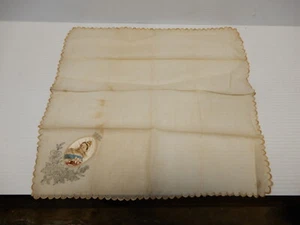 ANTIQUE SILK EMBROIDERED HANKIE QUEEN VICTORIA GOLDEN JUBILEE  - Picture 1 of 3