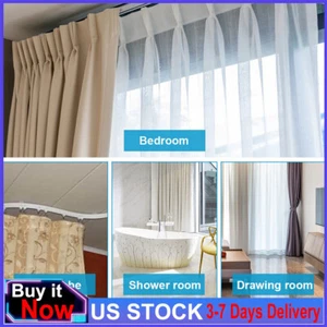 5M Side Curtain Track Window Rod Pole Rail System Flexible Ceiling Mount US - Picture 1 of 17