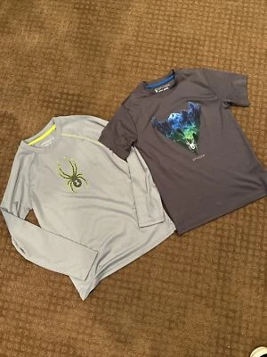 2 Camisas Spyder Juveniles Talla M Medianas 10/12 Niños Gris Manga Corta y Larga Prendas para el torso Foto 1 de 4