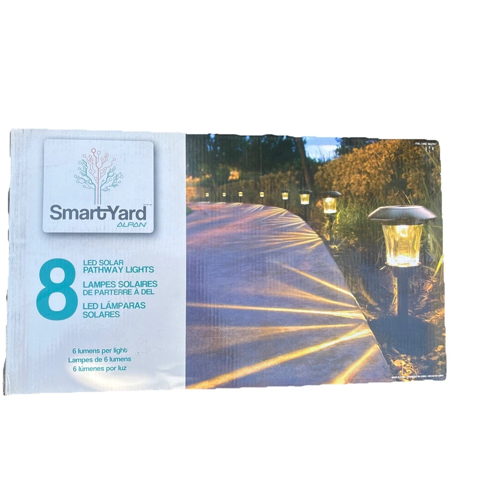 SmartYard Solar LED Large Outdoor Pathway Lights / 8 Pack SEALED - Image 1 of 4