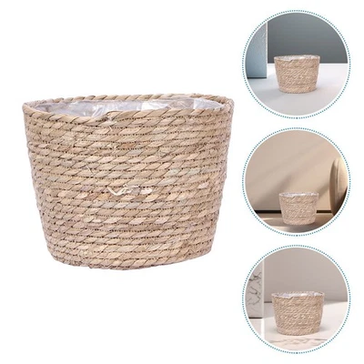  Seegras Übertopf Geflochten Handgewebter Lagerkorb Geflochtener Pflanzkorb - Bild 1 von 4