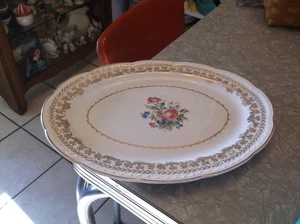 Vintage Stetson 22 Kt Gold Trim American Beauty Platter - Picture 1 of 6