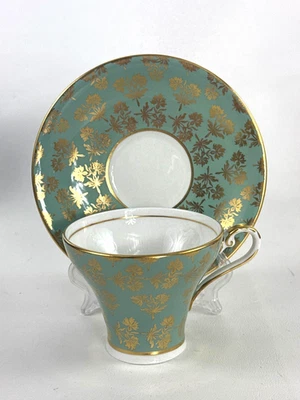 Mid-Century Modern AYNSLEY Bone China cup & saucer C2457 England c.1950s GREEN - Image 1 of 4