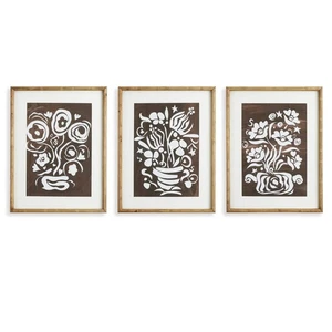 Trio di arte da parete vintage con ritaglio botanico - stampe floreali incorniciate - Foto 1 di 4