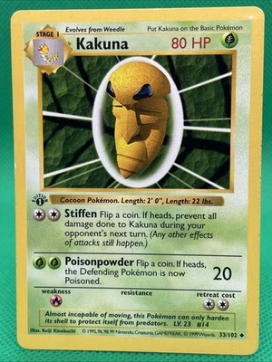Kakuna 033/102 Base Set 1st Edition (Shadowless) Regular - Image 1 of 2