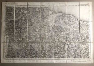 Thierry — Saint-Lô (Manche, Normandie) Carte d'état-major entoilée 90x60 — 1847. - Picture 1 of 8