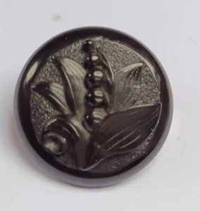Vintage Antigue Black"Jet Lily " Brooch - Picture 1 of 6