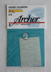 Números de vehículo árabes Archer 1/72 - 1/76 (4 tamaños diferentes) (blanco) AR72196W - Imagen 1 de 1