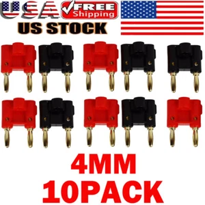 10 Pcs 4mm Gold Plated Dual Banana Plugs Screw Type Speaker Wire Cable Connector - Picture 1 of 14