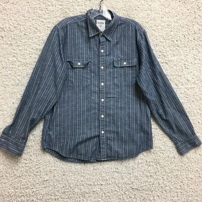 Fossil Button Up Shirt Medium Adult Blue Striped Pockets Long Sleeve 54 Mens M - Image 1 of 4