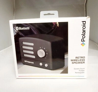 Alto-falante retrô portátil Polaroid PBT530 sem fio Bluetooth preto prata NOVO - Imagem 1 de 4