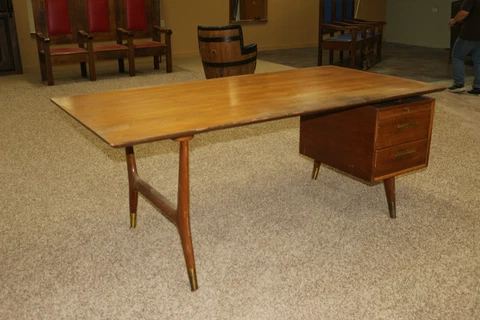 Large Vintage 72" MCM Danish Modern Teak Wood Executive Desk Floating Top Cover