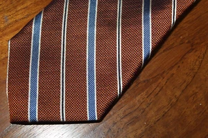 DANIEL CREMIEUX MENS NECKTIE 100% SILK STRIPED COPPER ORANGE & MULTICOLOR - Picture 1 of 5
