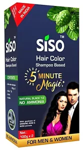 Siso 5 Minute Magic Permanent Hair Color Shampoo, 200g - Natural Black, 100% Gre - Picture 1 of 2