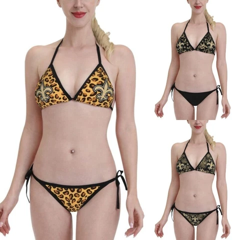 2PCS New Orleans Saints Women's Bikini Lace Up String Bathing Suits Swimsuits Cover