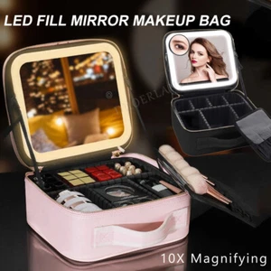 Makeup Travel Case Cosmetic Case with LED Mirror Vanity Case Beauty Box Gift - Picture 1 of 32
